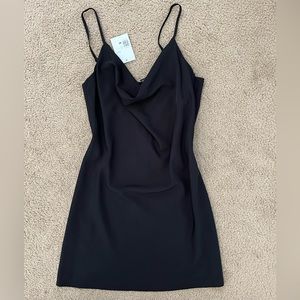 FOREVER 21 BLACK COWL SLIP DRESS